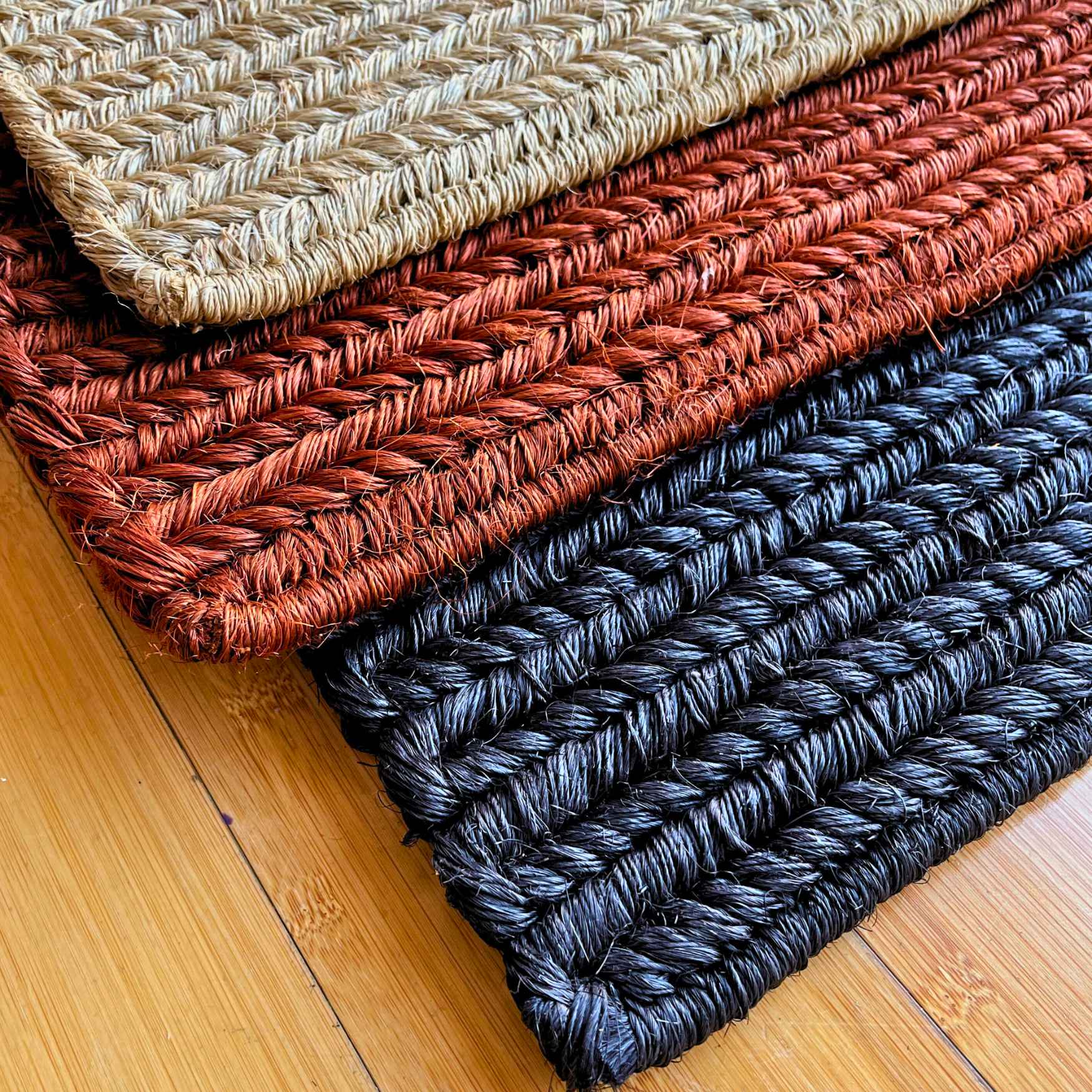 Hand Braided Entrance Mat - Black Color