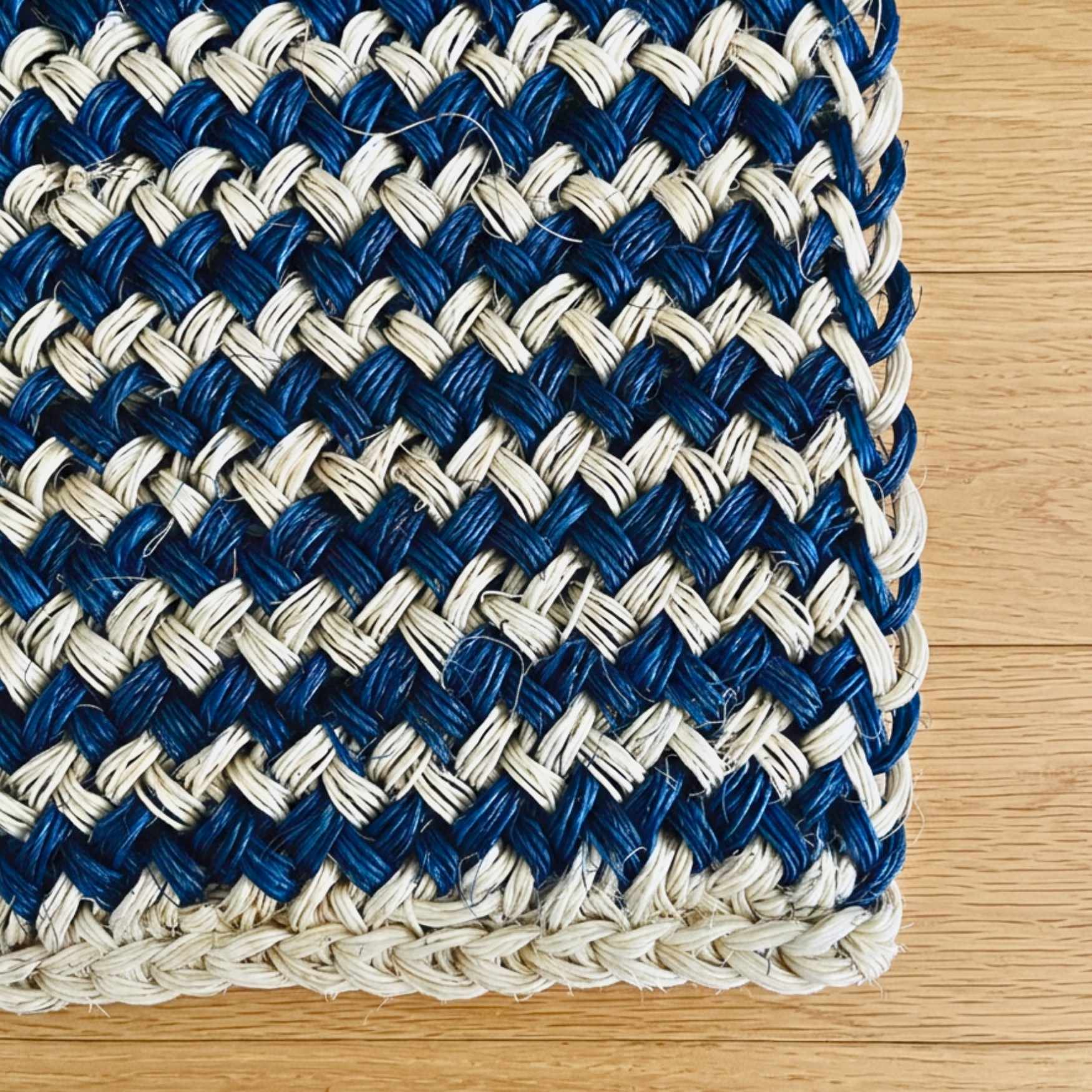 blue stripes rug handwoven