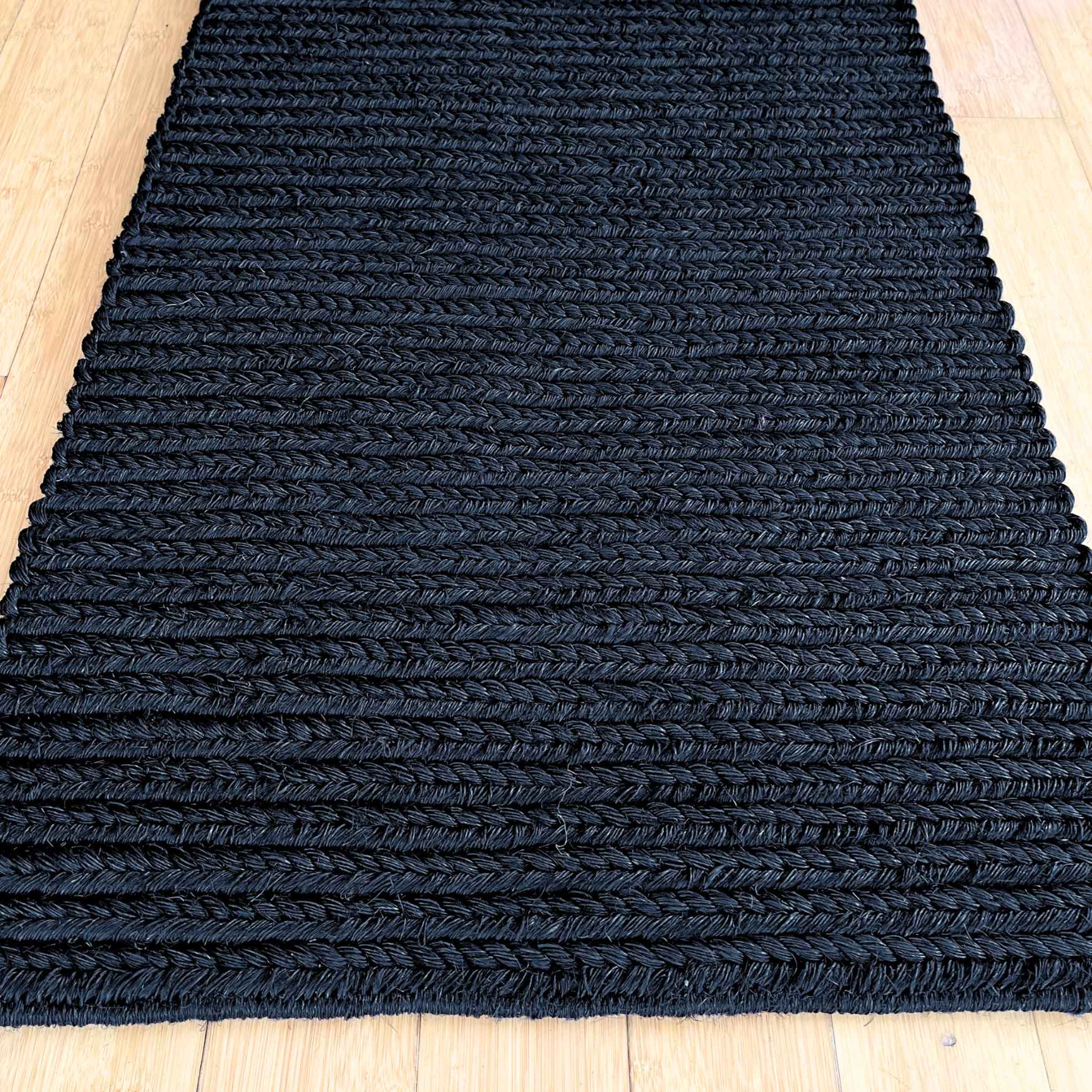 black natural runner rug