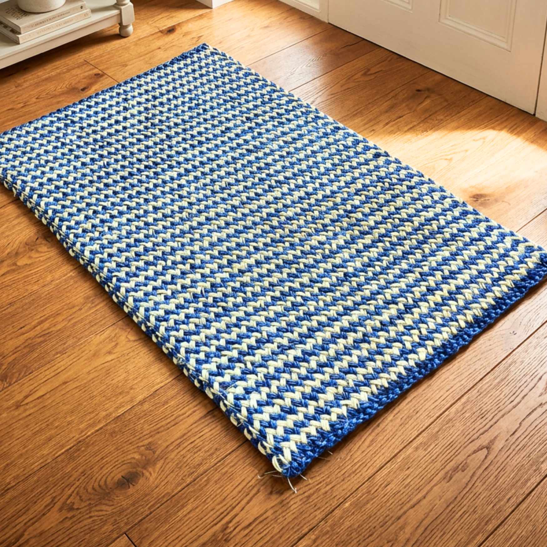 nautic blue stripes indoor doormat