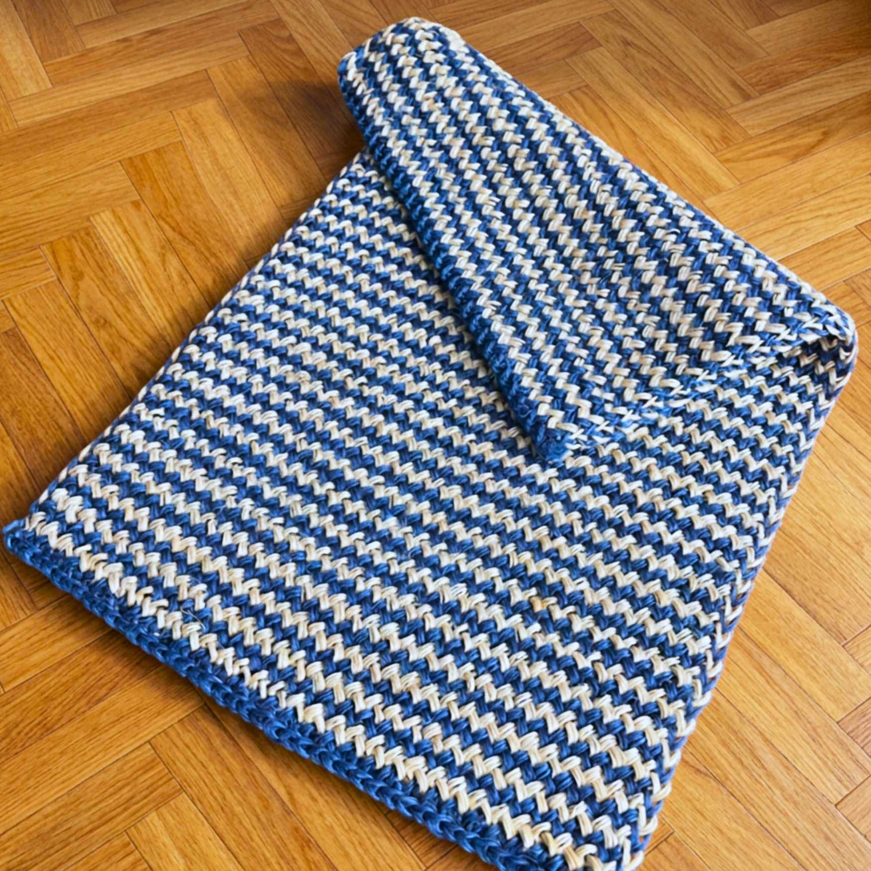 nautic blue stripes entrance mat