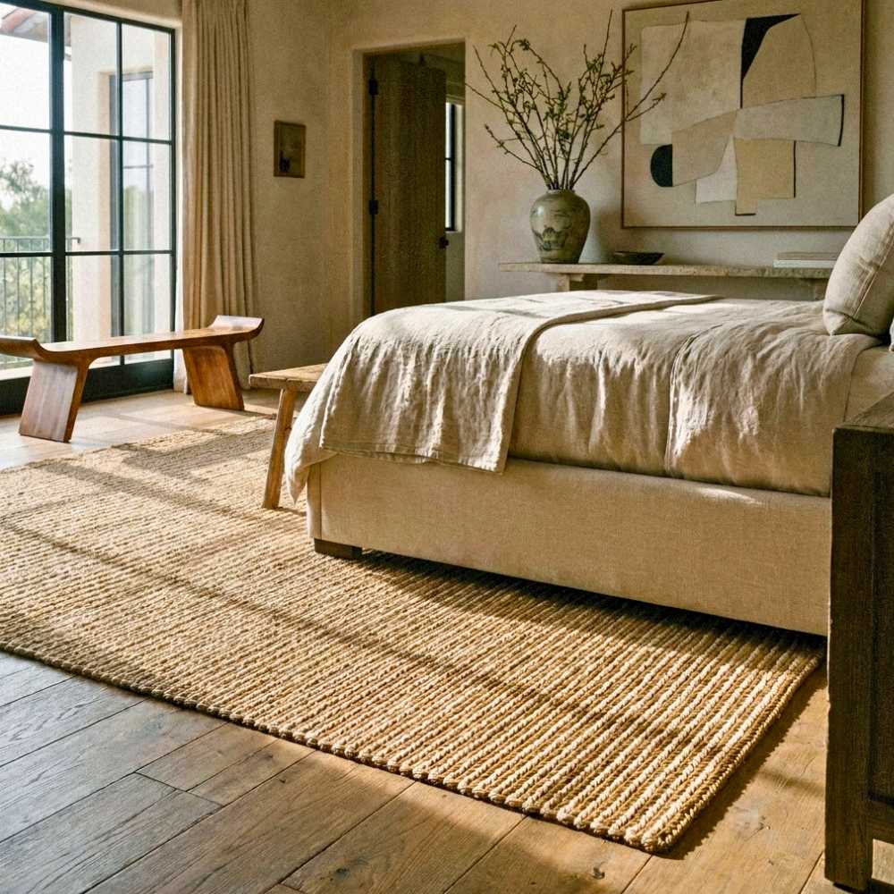 hand braided natural rug stripes